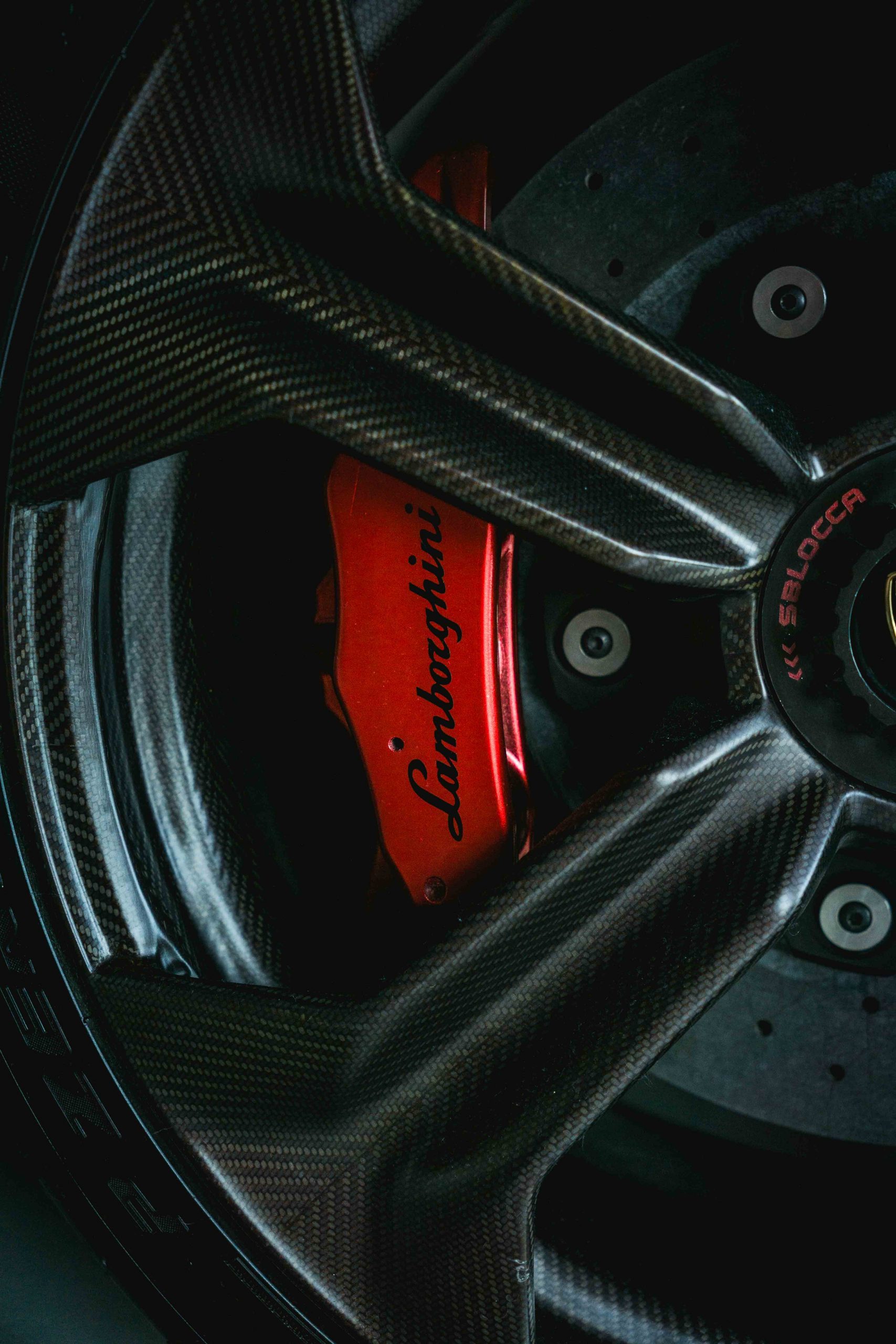 Lamborghini red brake calipers